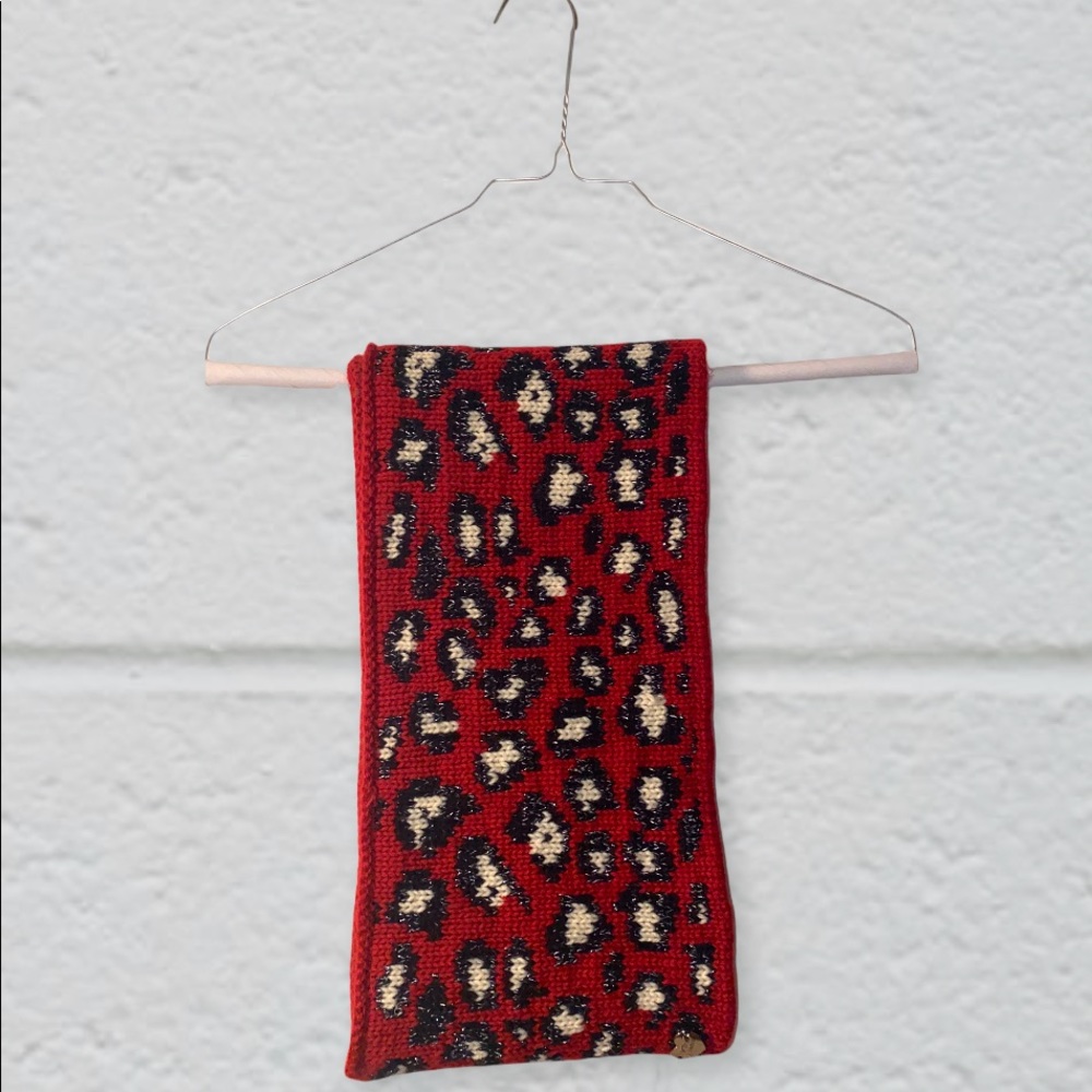 Betsy Johnson Red Cheetah Print Infinity Scarf - NWOT
